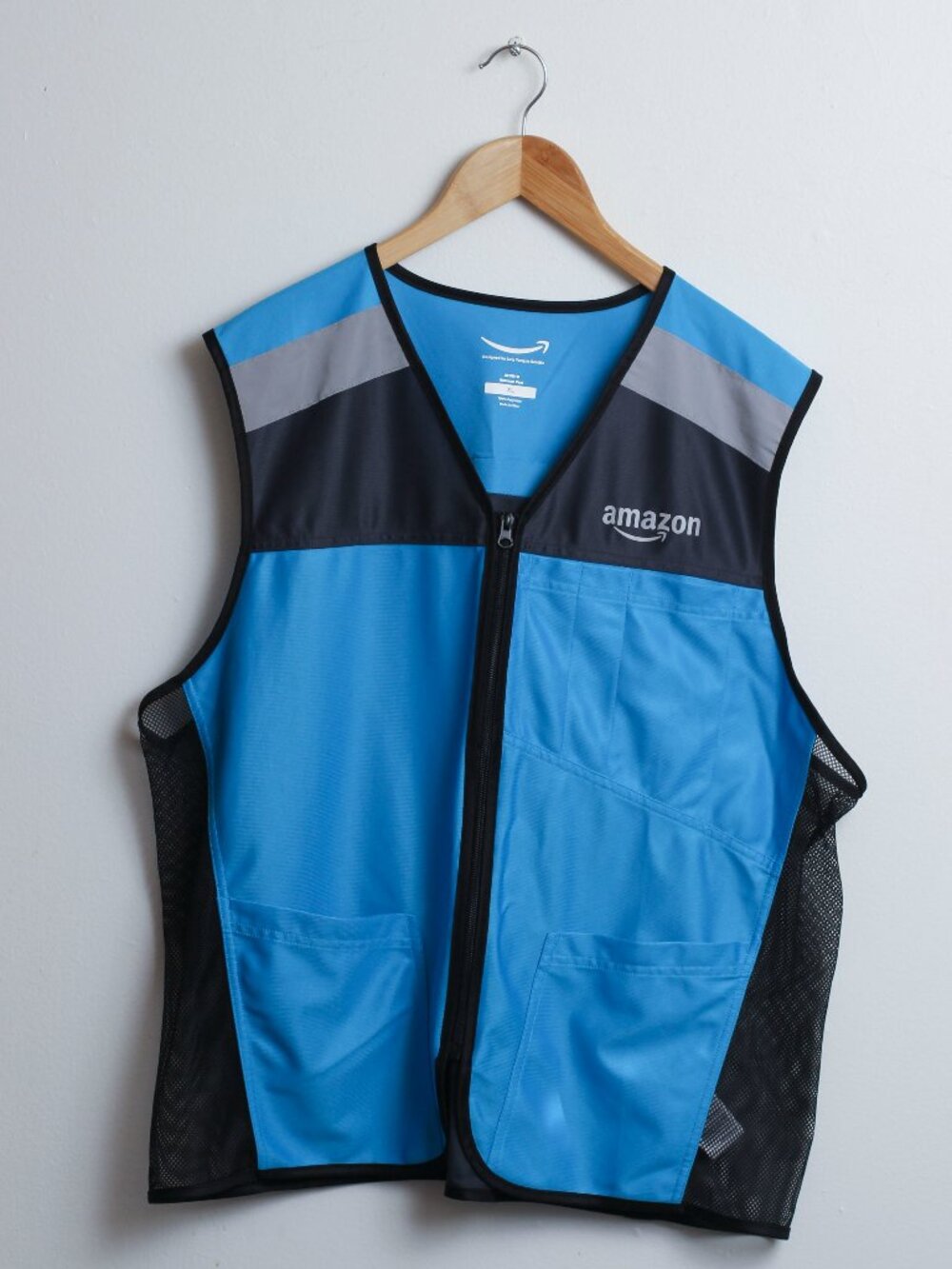 Amazon Employee High Visibility Safety Vest Mens XL Blue Full Zip Reflective